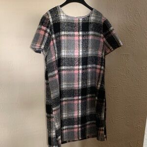 Anthropologie Plaid Short Sleeve Wool and Lined Dress